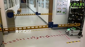 Magnetic Guided AGV communicate with elevator