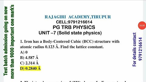 Pg trb physics /unit 7/solid state physics /test batch/study material
