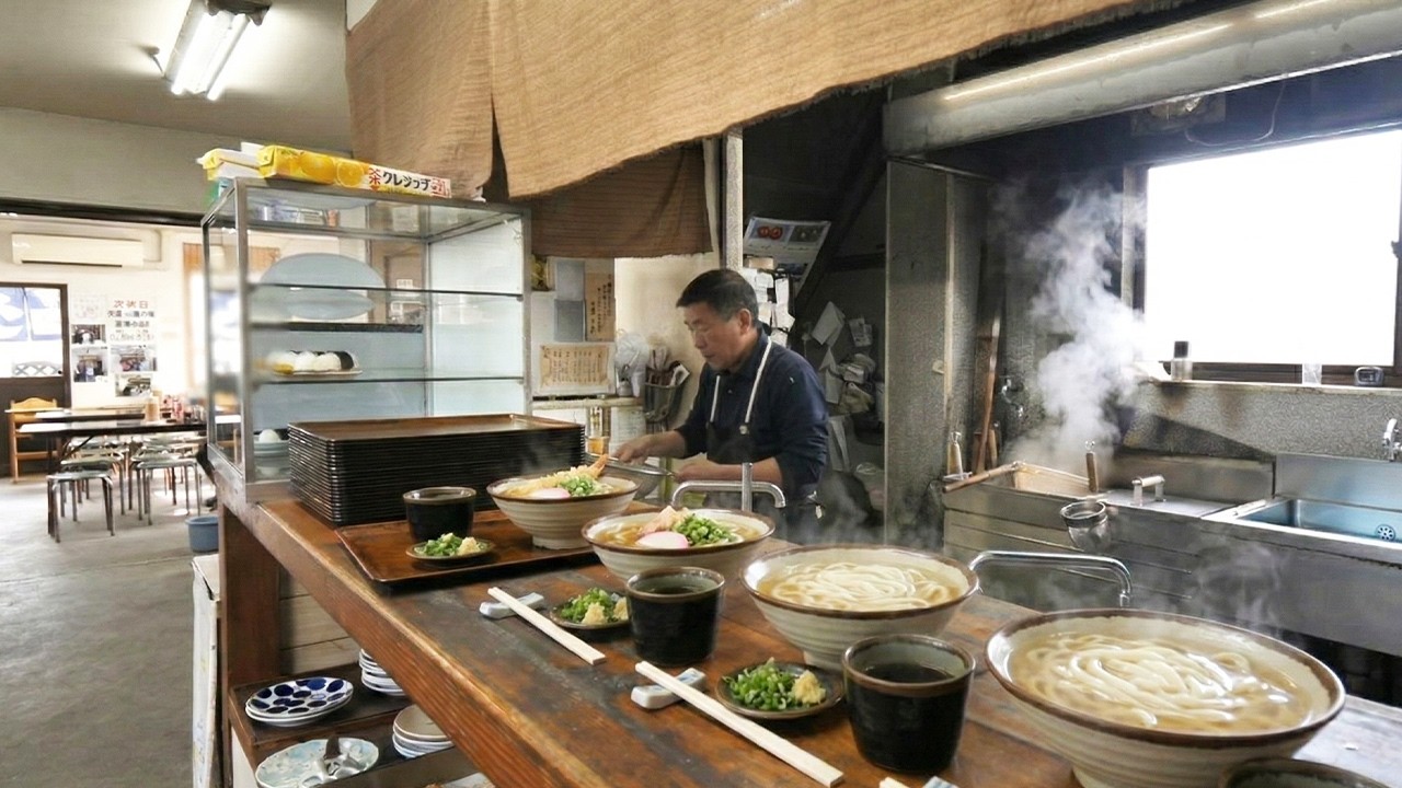 100 Customers vs 1 Grandpa! The Fastest Udon Chef in Japan