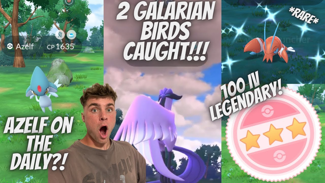 ✨2 Galarian Birds CAUGHT, WILD Azelf, 100 IV Legendary and More In Pokemon Go!✨