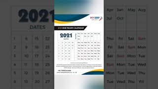 2021 One Page Calendar Happy New Year From MY ERP SOFTWARE ||Vinay ERP|| screenshot 1