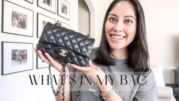 CHANEL MINI RECTANGLE FLAP LAMBSKIN REVIEW, WHAT FITS, ONE YEAR
