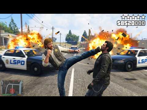 GTA 5 - Chuck Norris vs The Lost MC & Cops in Paleto Bay + Ten Star Escape