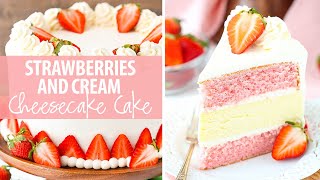 This strawberries and cream cheesecake cake is the stuff dreams are
made of! with two layers of strawberry a creamy layer vanilla
cheesecake...
