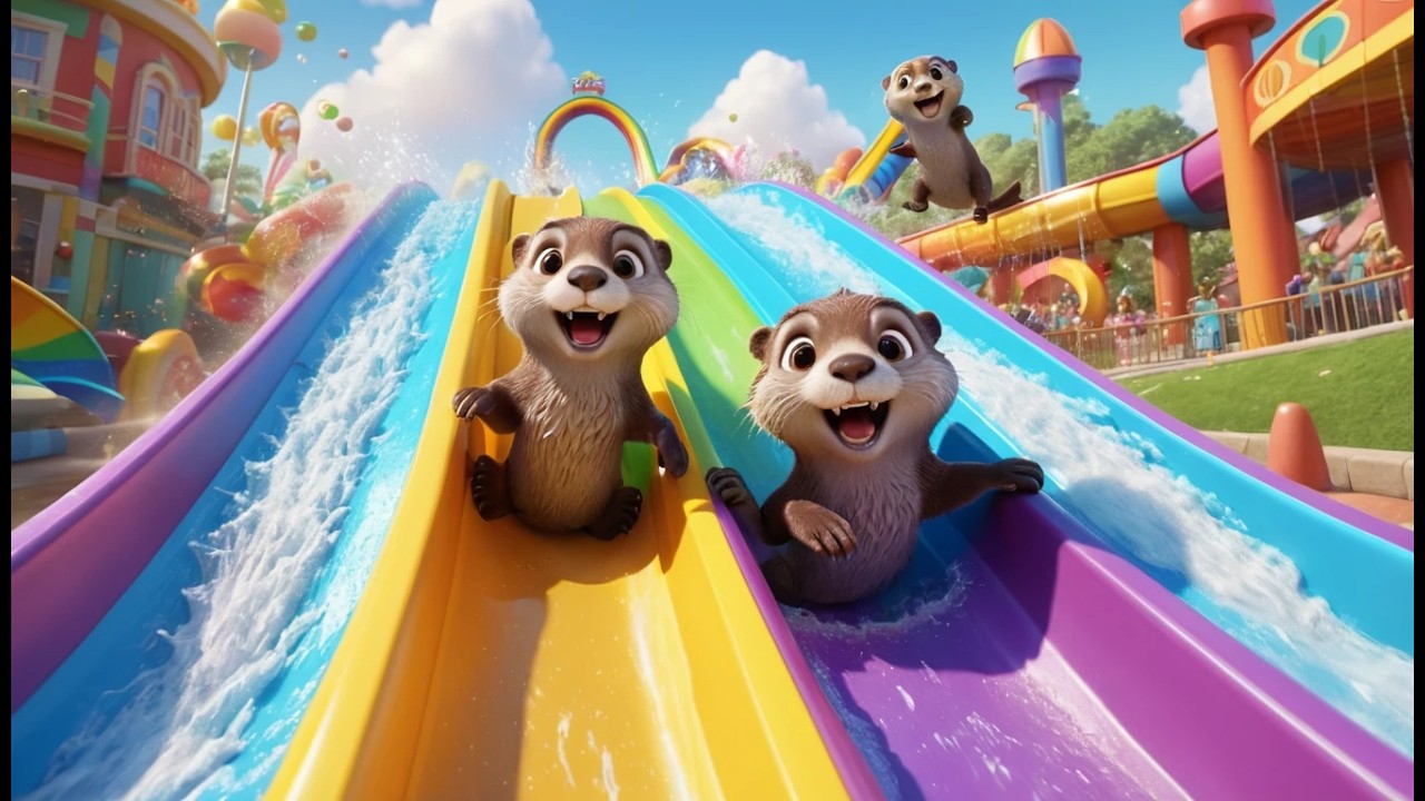 Spaß auf der Otter Wasserrutsche | Lustiges Wasserlied & Tierabenteuer für Kinder