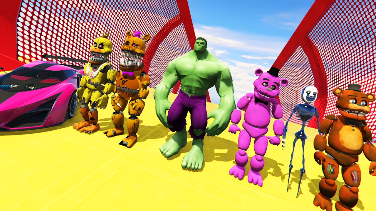 ANIMATRONICS & HULK STUNT ON WORLD'S BIGGEST RAMP IN HISTORY! (GTA 5 Mods FNAF Funny Moments) funny moments in soccer