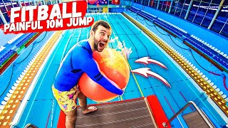 Epic Fitball Jump Trick Challenge Loser Gets A Belly Flop