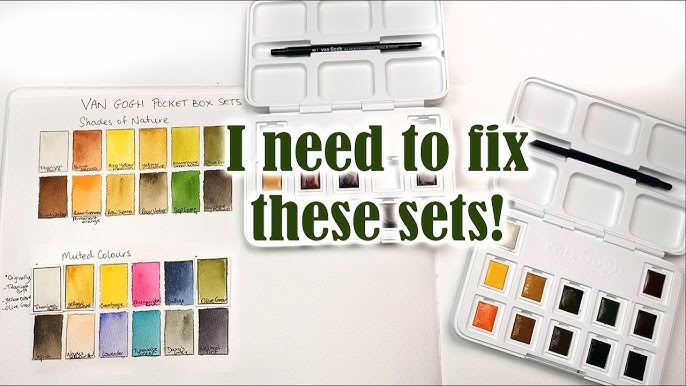 Van Gogh Watercolor Paint Set, Plastic Pocketbox, 12-Half Pan Muted Colors  Selection