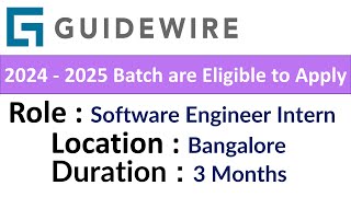 Guidewire Hiring Software Engineer Intern I 2024 - 2025 I Batch are Eligible to Apply