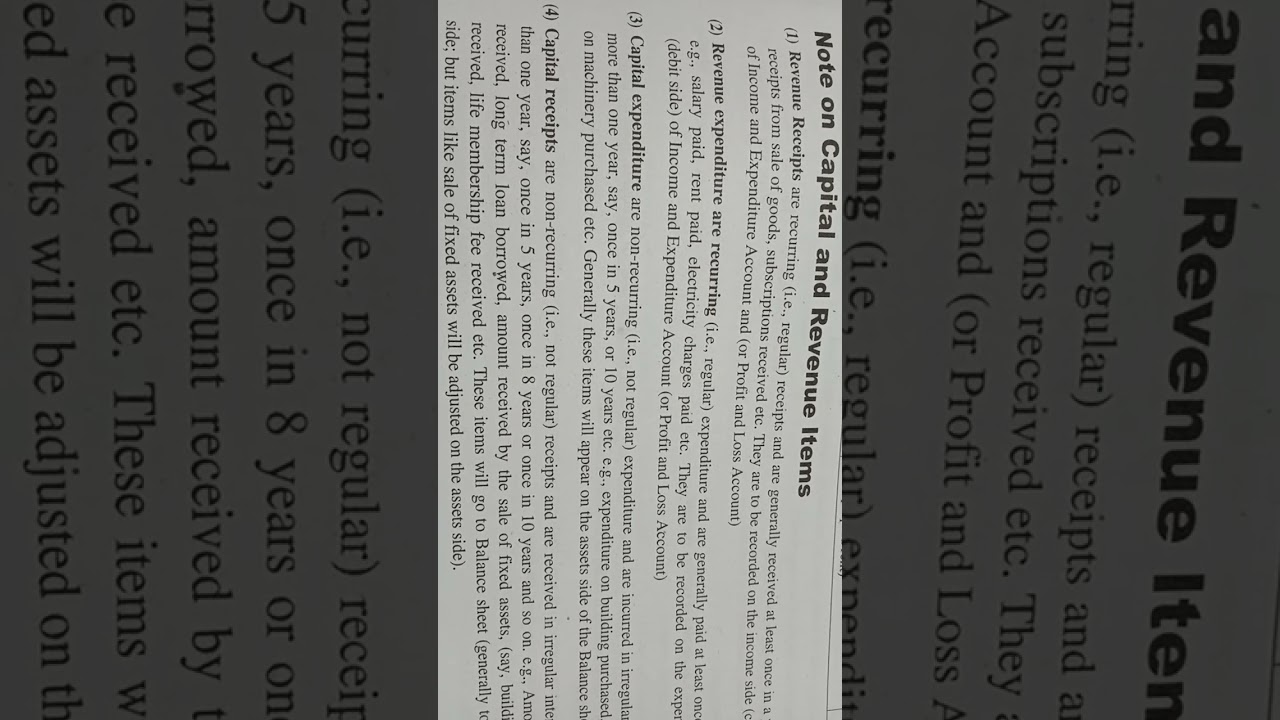 Capital and Revenue items