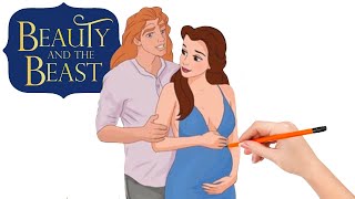 How to draw Princess Belle pregnant - Beauty and the Beast