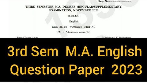 WOMENS WRITING         |         3rd Sem     M.A. English    Question Paper  2023 #calicut