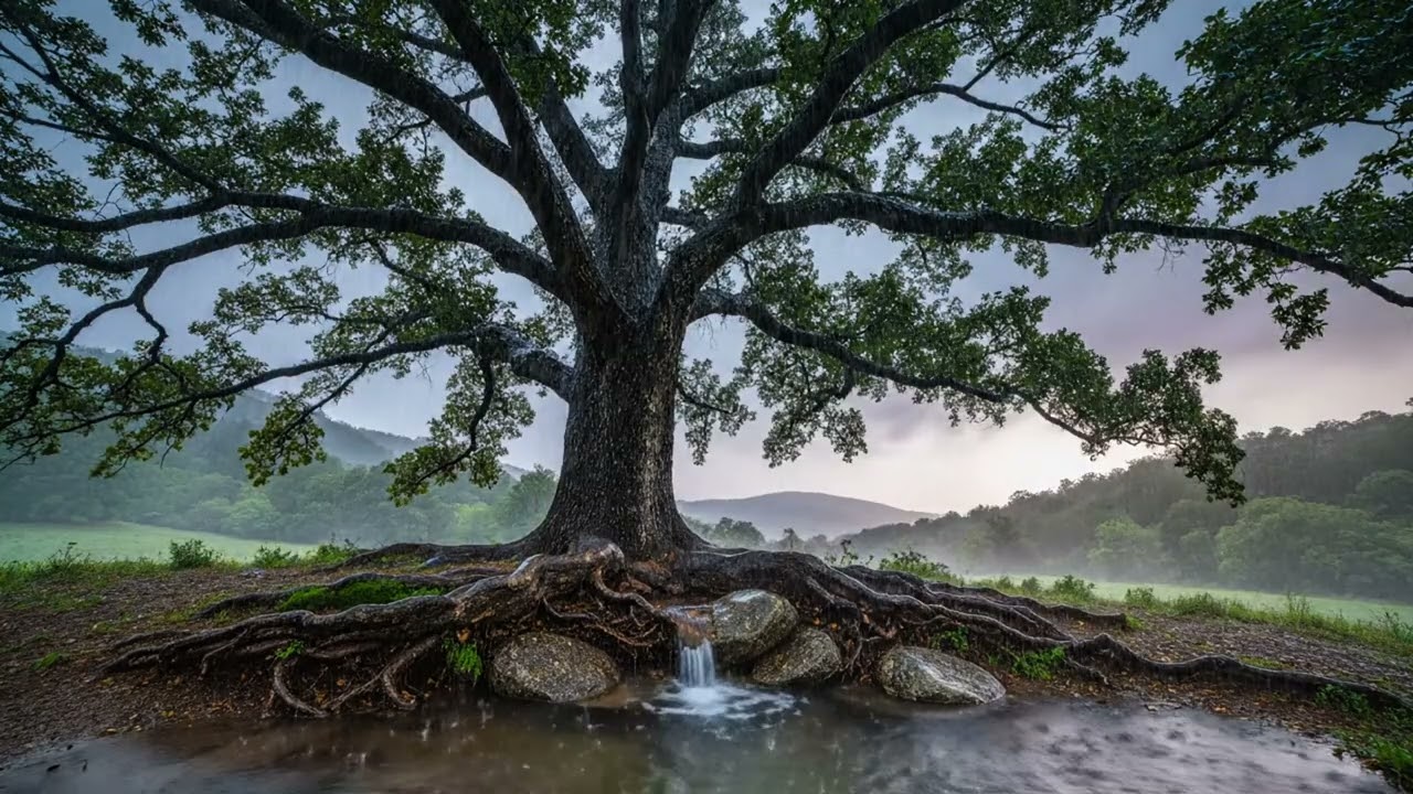 Ancient Oak Rain Song - Wide Landscape Spring Ambiance for Contemplation