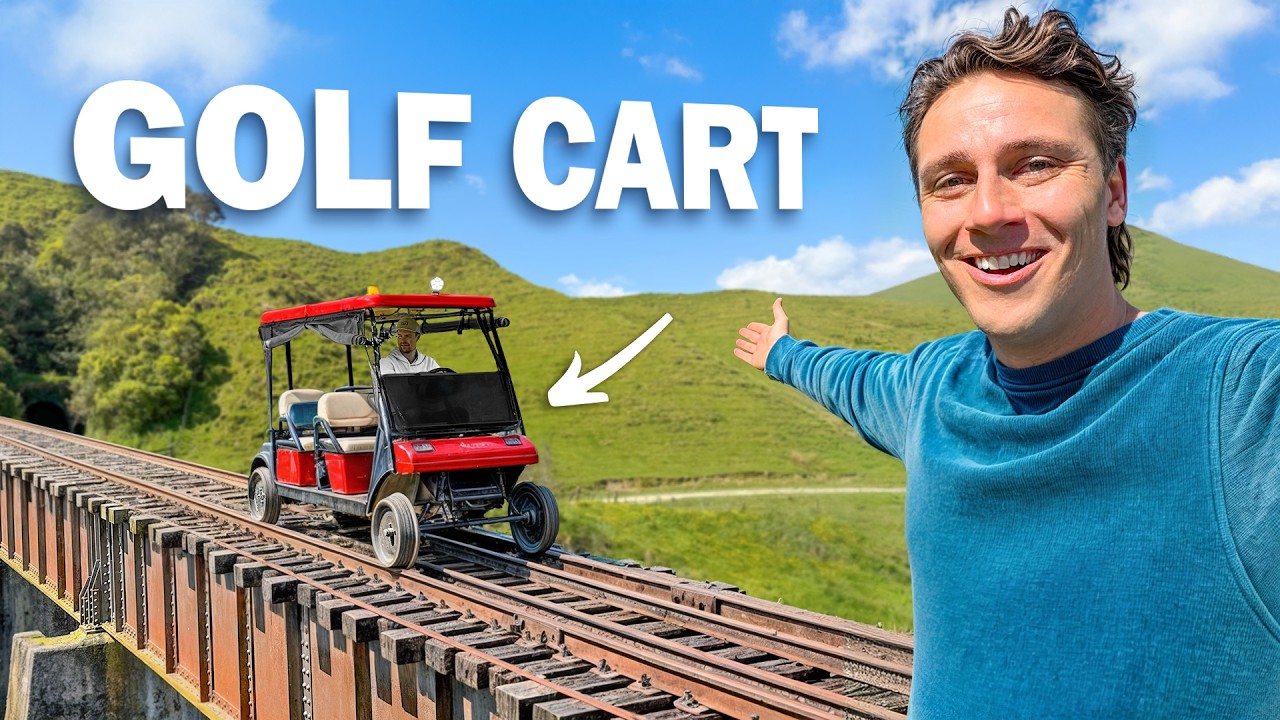 Driving a GOLF CART on TRAIN TRACKS