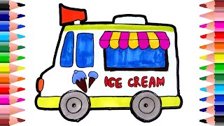 How to draw ice cream truck - ice cream truck coloring