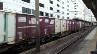 東海道貨物線 貨物列車(EF65 1117+コキ19両) 藤沢駅 通過①