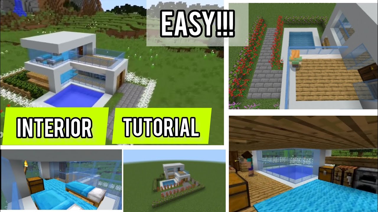 Minecraft: Large Modern House #2 Interior design (easy) . - YouTube