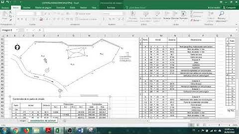 Radiación múltiple por conservación de acimut. Hoja de cálculo en Excel