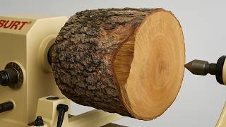 Putting Giant Log On Lathe - Final Product Surprised Everyone