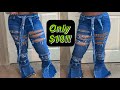 DIY DISTRESSED BELL BOTTOMS ( very quick & easy NO Sewing )| INSTA BADDIE JEANS  || ONLY $10 🔥🔥🔥