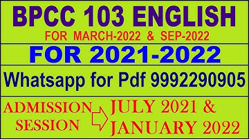 BPCC 103 Solved Assignment 2021-22 in English Pdf @20rs 9992290905.