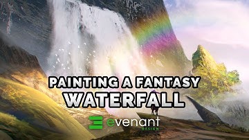 Painting A Lush Waterfall Cliff - Digital Painting Tutorial - Concept Art - Custom Shapes