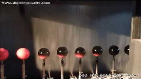 Five axis coating machine trace on conveyor robotic spraying for ball