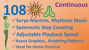 International Yoga Day, योग दिवस | Continuous 108 ☀️🙏 | Adjustable Speed | Rhythmic Counting & Music