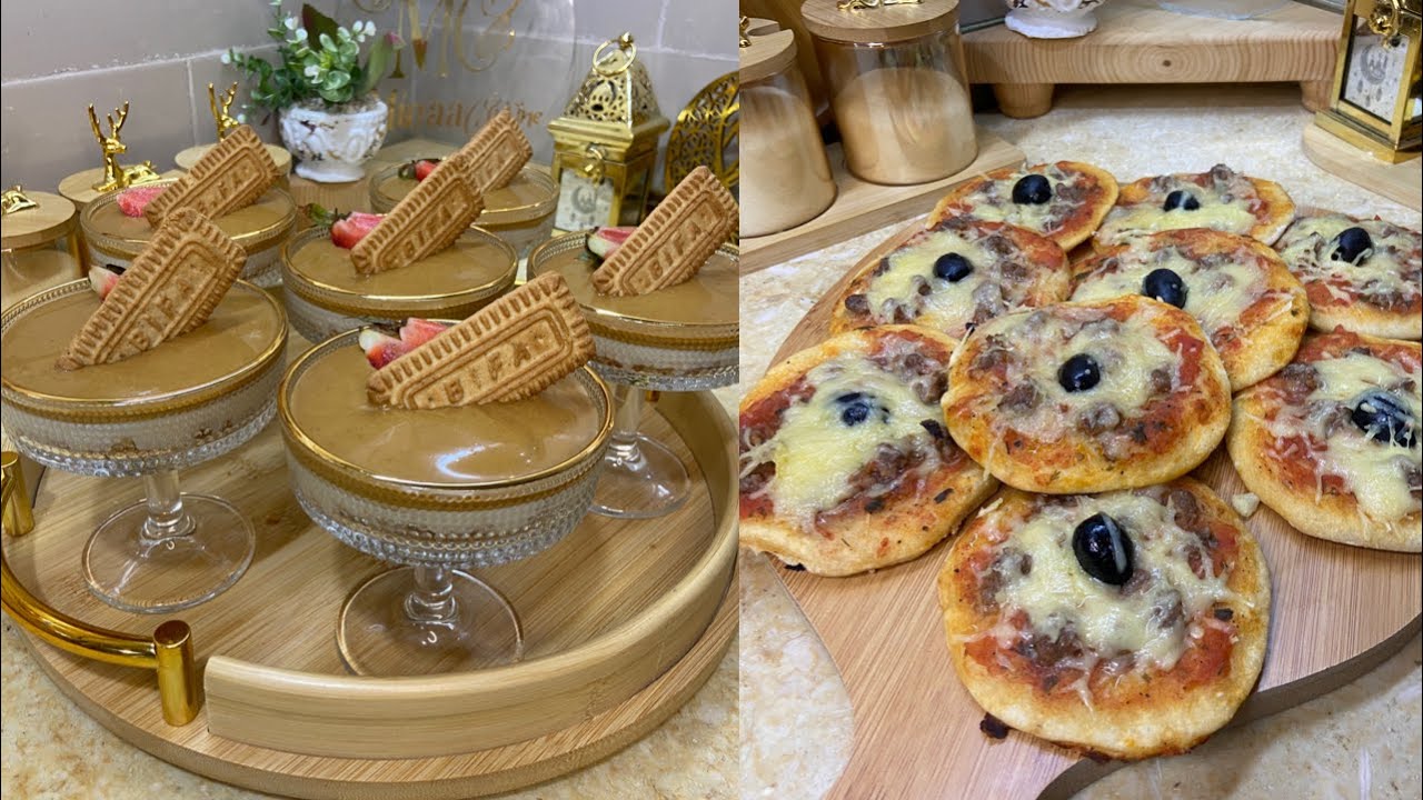 أروع ميني بيتزا بعجينة بدون إختمار 😱😱 توجد في آخر دقيقة 👌👌 مع تحلية اللوتس بنة و شكل راقي ماتراطوش🥰🥰