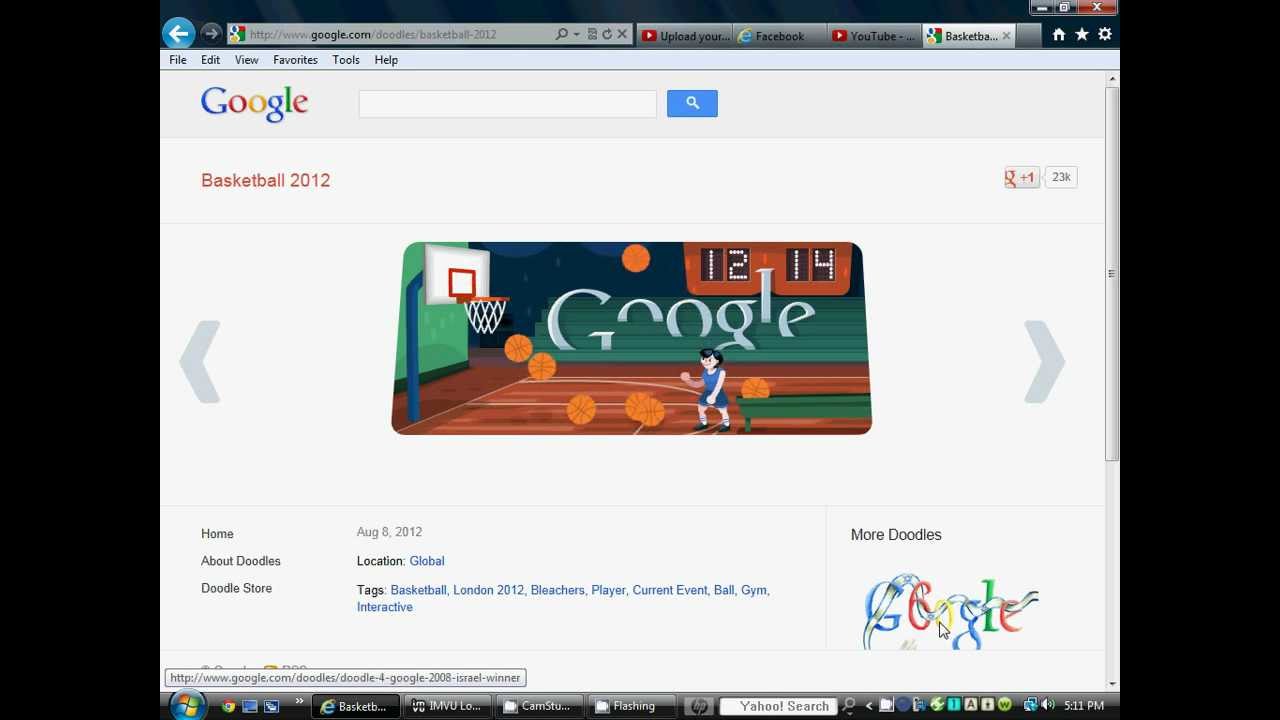 Google Doodle Basketball 2012 Gameplay Record!