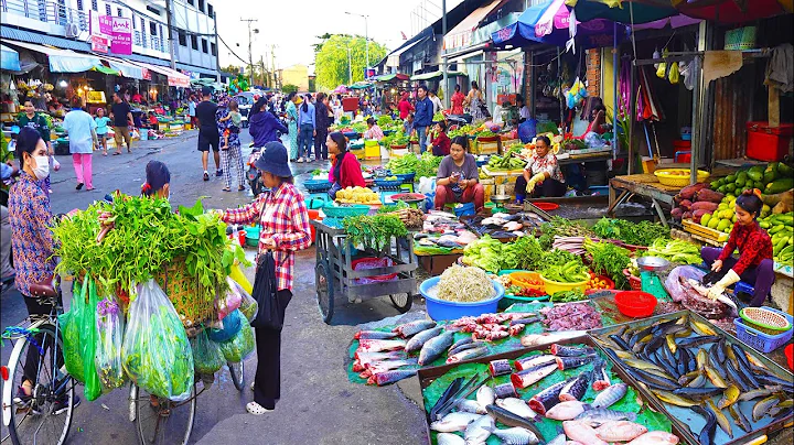 Cambodian Cheap Street Food @ Samhan Market- Seafood, Fresh Vegetables, Beef Skewer, & More