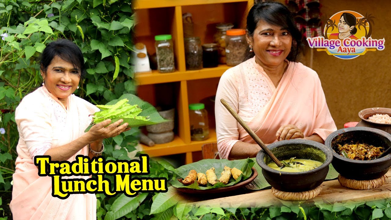 Sri Lankan Grandma's Simple & Healthy traditional Lunch Menu (Village style cooking in rocket stove)