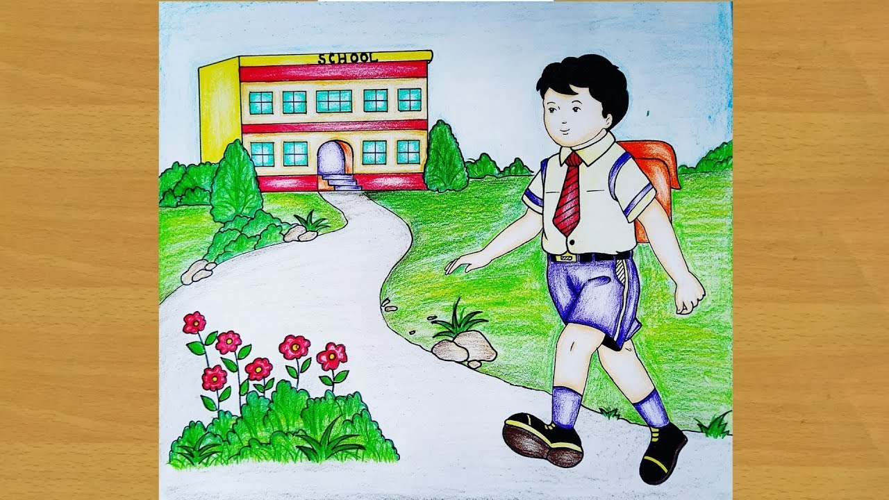 How To Draw A Picture Of Boy Going To School Gali Gali Art Youtube How To Draw A Picture Of Boy Going To School Gali Gali Art Youtube