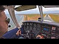 Piper pa28 cherokee  short final  cockpit landing at lca airport  cockpit view  atc