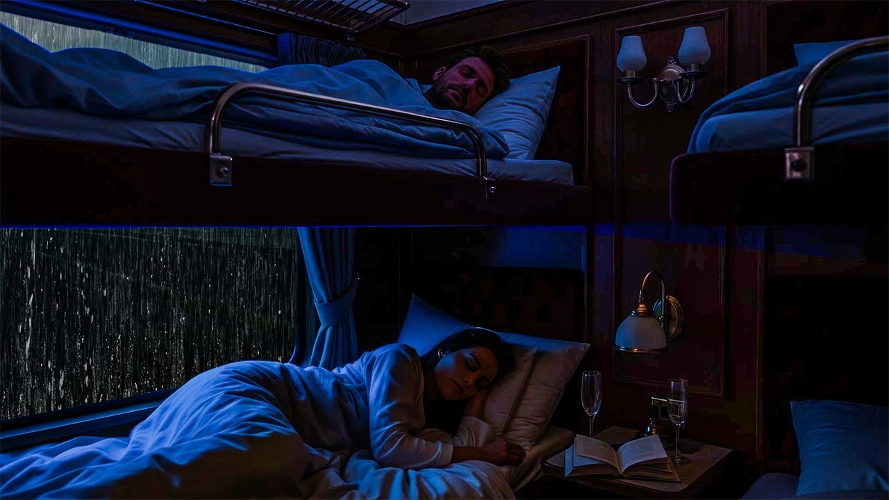 Sleep Meditation: Stormy Rain on Moving Train Sounds for Deep Relaxation and Full Body Renewal 🌧️