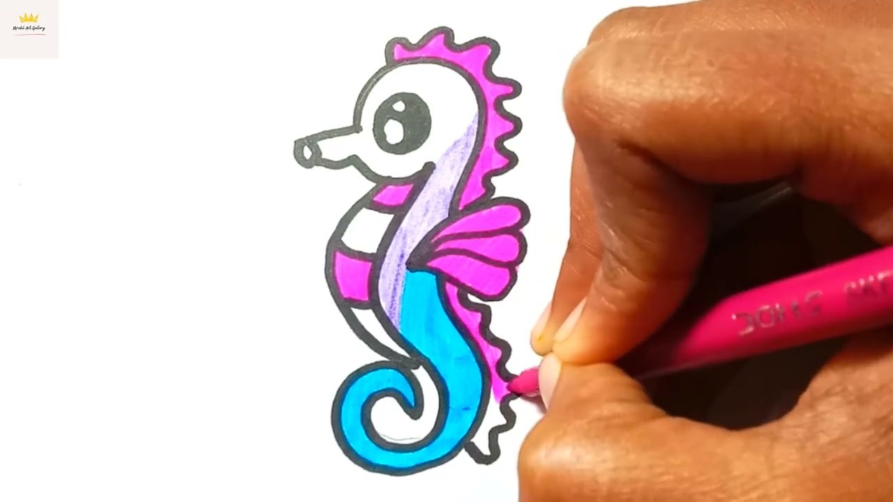 How To Draw Seahorse Drawing, Painting & Coloring For Kids and Toddlers_🌈🎨