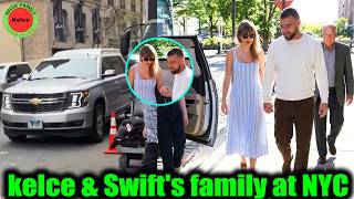 Travis Kelce & Fiancé Taylor Swift's family arrive at the wedding venue in New York City