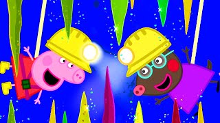 peppa pig official channel visiting the caves with molly mole and peppa pig