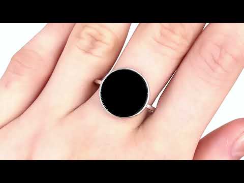 Срібна каблучка жіноча БС12261 вставка чорний онікс розмір 17, видео 1