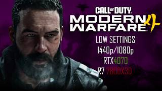 CoD MW4 FPS TEST RTX4070 R7 7800X3D LOW SETTINGS 1440p/1080p