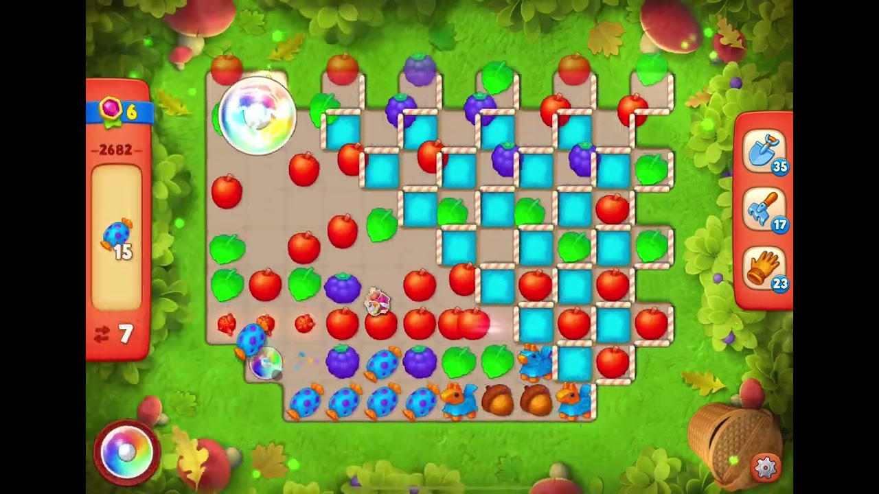 GardenScapes Level 2682 no boosters (16 moves)