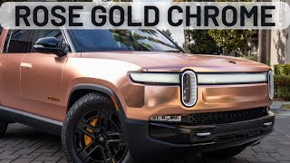Rivian R1S - Hexis Satin Rose Gold Super Chrome - Vinyl Wrap