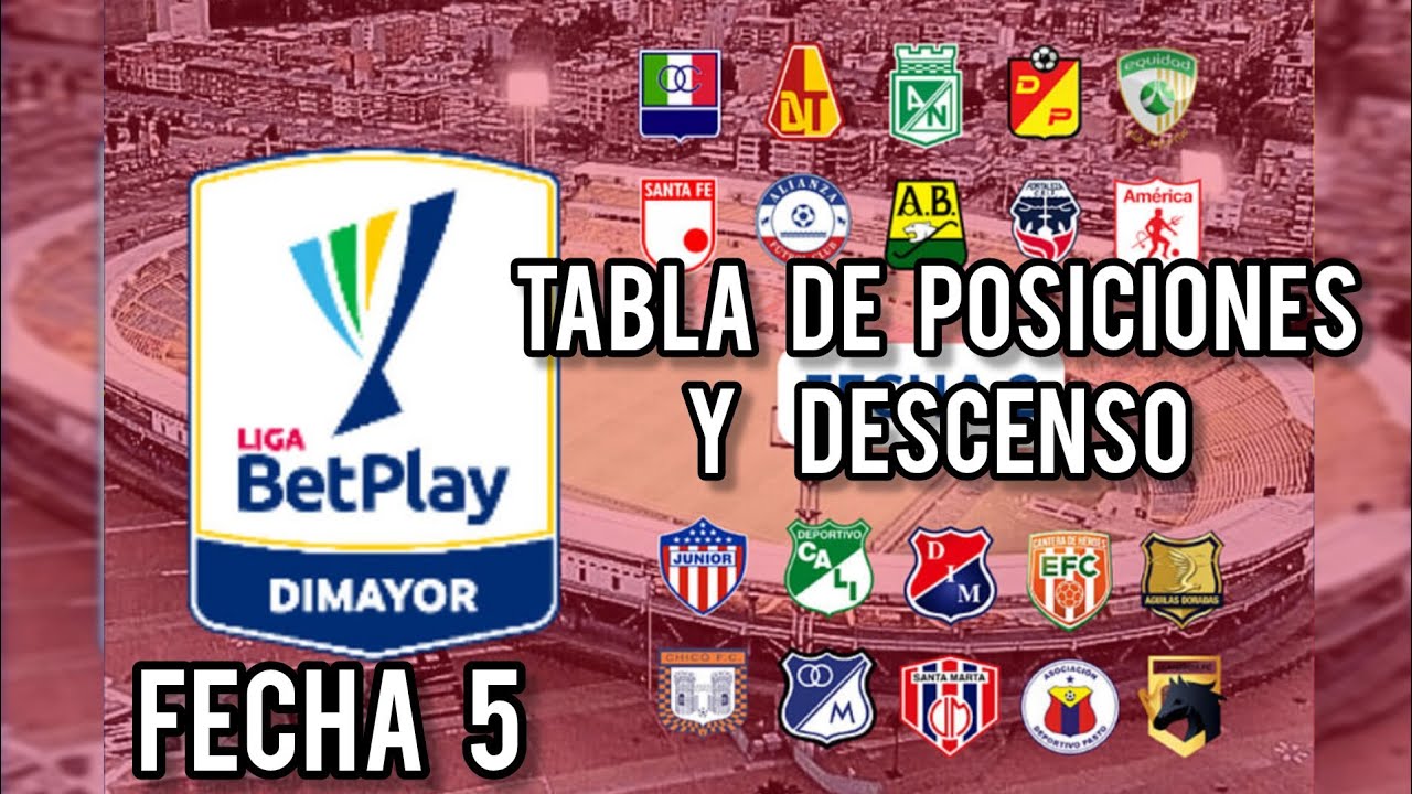 Tabla de posiciones y del Descenso de la liga jugada la fecha 5 del ...
