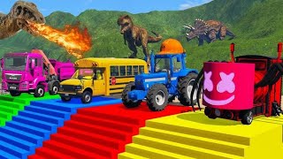 Beamng Drive Mobile Double Flatbed Trailer Truck Vs Speed Bumps Busses Vs Speed Bumpsbeamng Drive