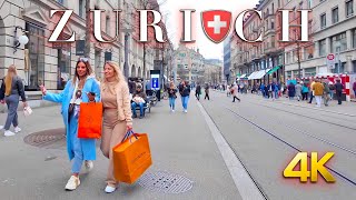 Switzerland Zurich 🇨🇭 Walking tour to Bahnhofstrasse from Münsterhof / City Center 4K 60fps