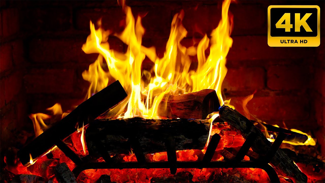 Камин в 4K 🔥(12 ЧАСОВ) Настоящий потрескивающий огонь для сна, работы и спокойных ночей (без музыки)