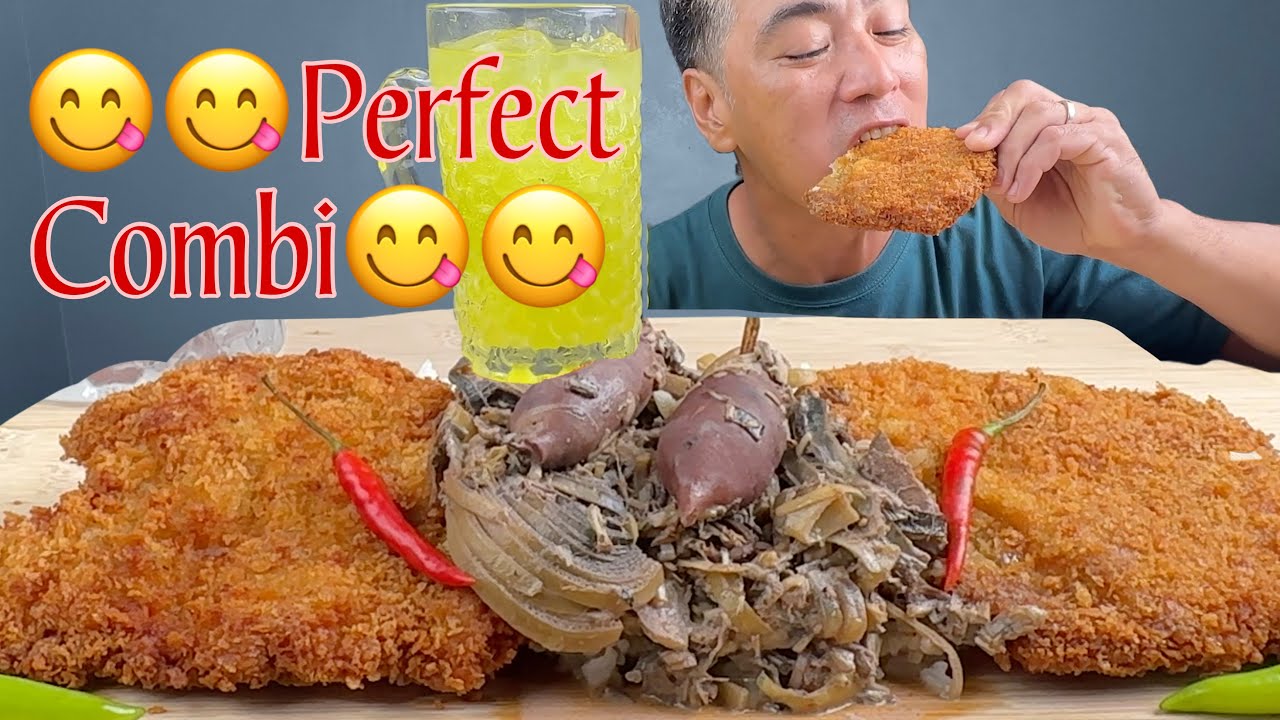 CRISPY FRIED PORK AND GINATANG PUSO NG SAGING WITH PUSIT! PINOY MUKBANG WITH JUST LAFAM!