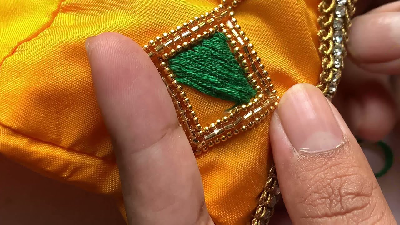 Very Grand & Heavy bead work bridal blouse design on stitched blouse with normal stitching needle