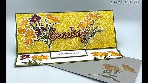 Stampin Up//Sending Smiles//Sending Dies//Rustic Harvest DSP//Slimline Easel Fun Fold//Birthday Card