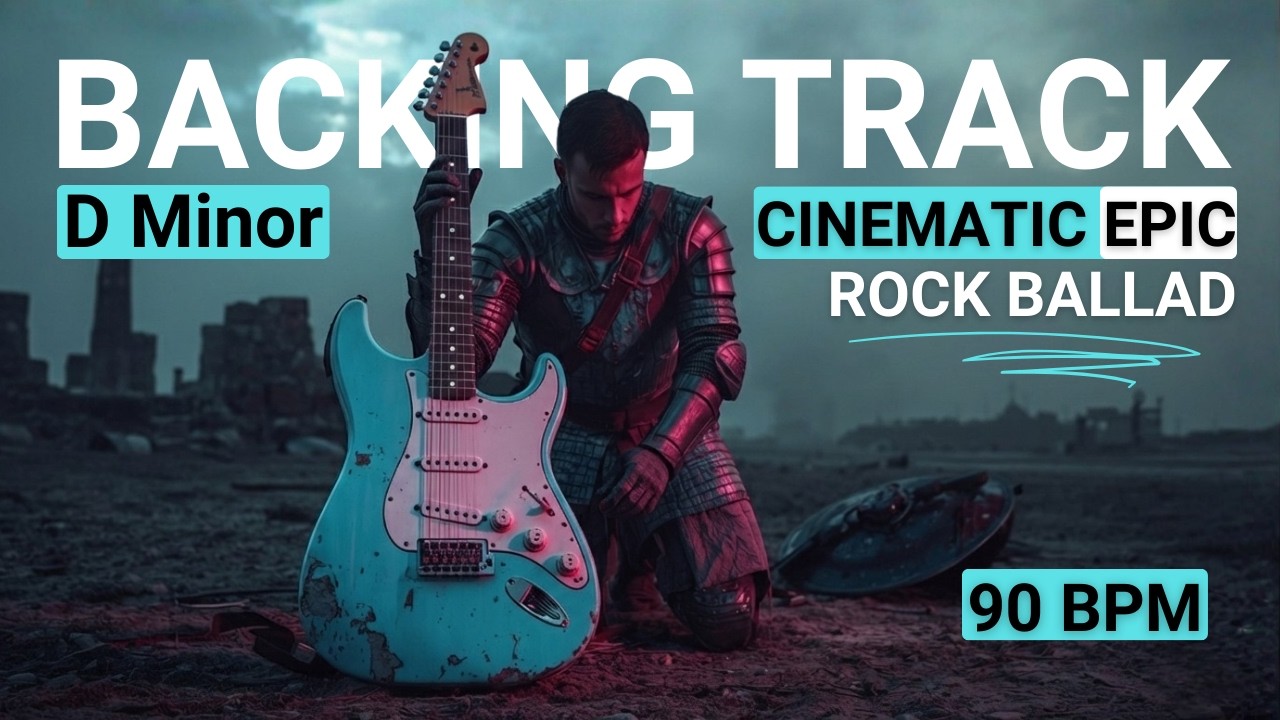 Cinematic Epic Rock Ballad Guitar Backing Track in D Minor | 90 BPM